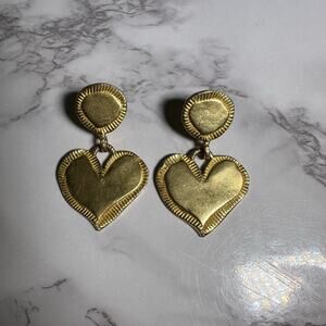 C. Stein Heart Dangle Clip On Earrings VINTAGE